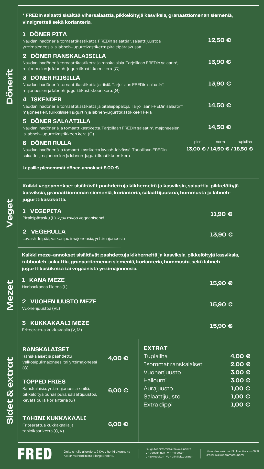 FRED menu