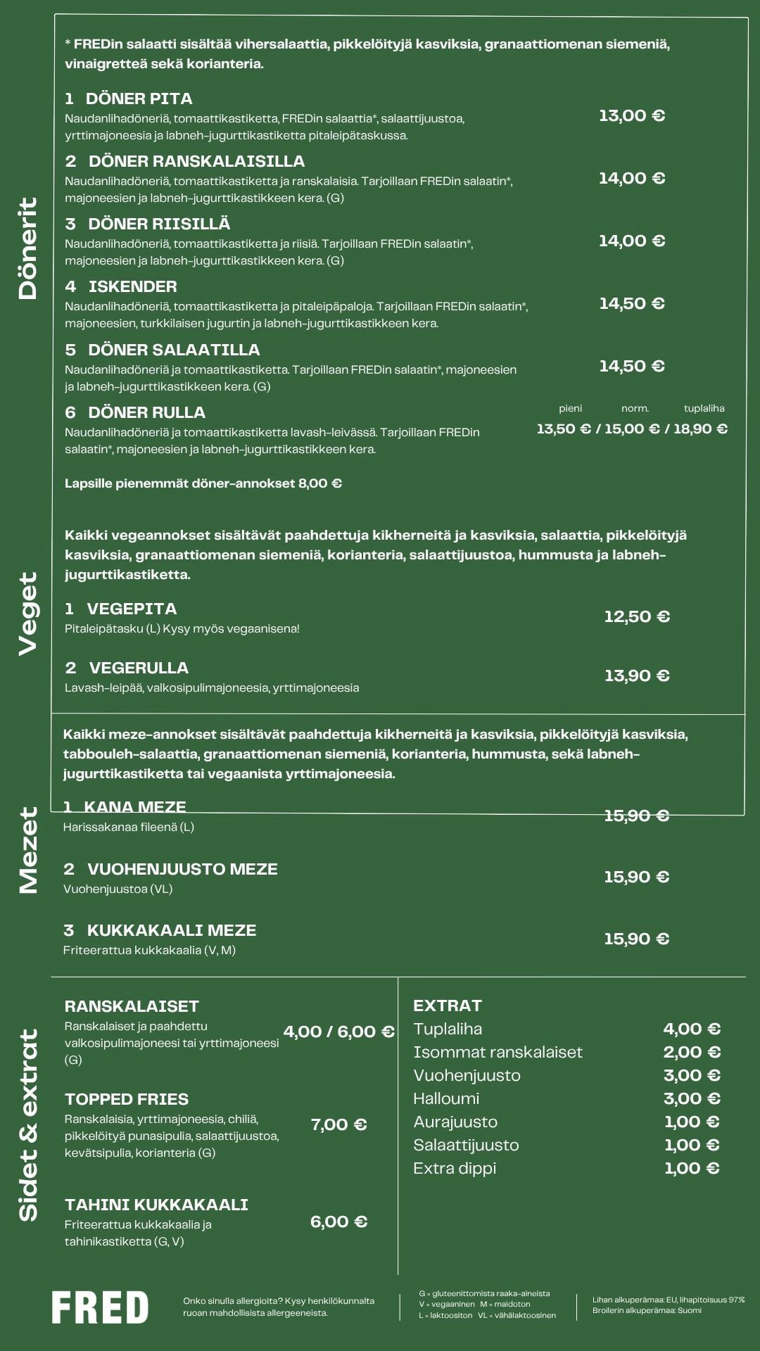 FRED menu